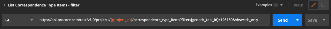 List Correspondence Items Filtered
