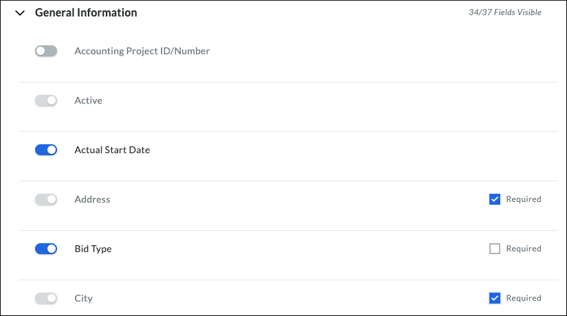 project fieldset
